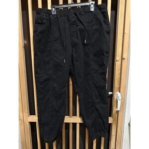 City Chic Pants Womens 20 Black Elastic Waist Jogger Drawstring Cotton Casual